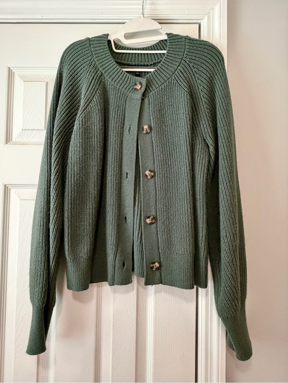 Banana Republic Olive Green Ribbed Button-Front Cardigan
